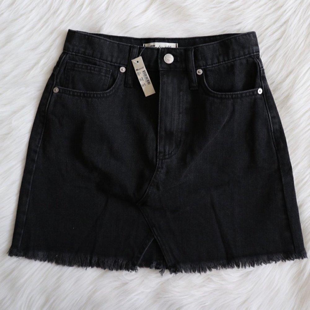 Madewell Black Rigid Denim A Line Mini Skirt Size 24